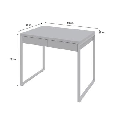 Mesa Kuadra Office 90x60x75cm com 02 Gavetas Branco Chess