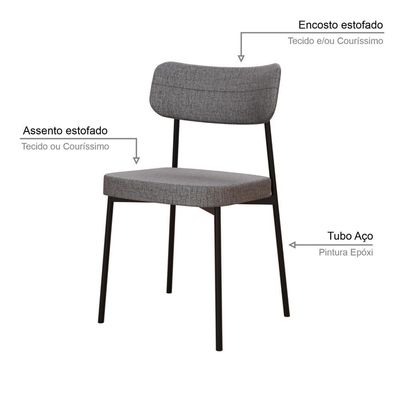 Cadeira Mynna Fixa C/4 Pes 525 X 470 X 790 Mm C/2 Un. Corriente Cinza Corriente Cinza