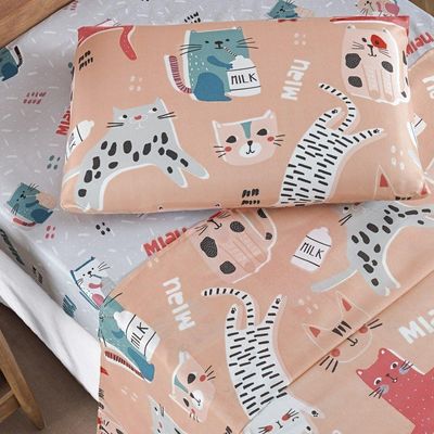 Jogo De Cama Lençol Bouti Infantil Kids Solteiro 03 Peças 100% Poliéster - Gatinha