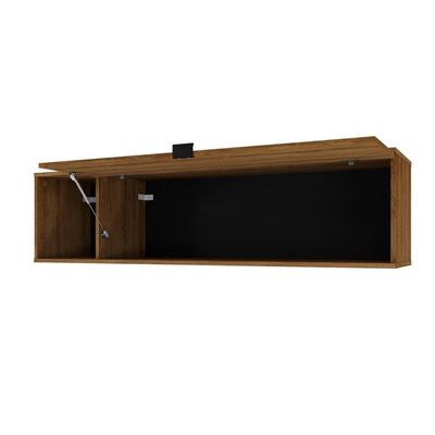Armário Aéreo Com Nicho E Porta Basculante 35x135x35cm Wlnp135 Lâmina Mel Preto