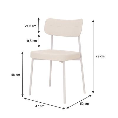 Cadeira Mynna Fixa C/4 Pes 525 X 470 X 790 Mm C/2 Um Pés Brancos. Corriente Palha Corriente Palha
