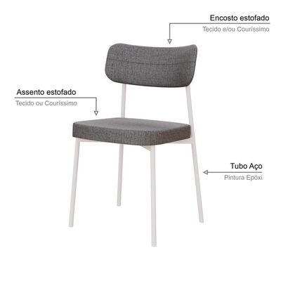 Cadeira Mynna Fixa C/4 Pes 525 X 470 X 790 Mm C/1 Un Pés Brancos. Corriente Cinza Corriente Cinza