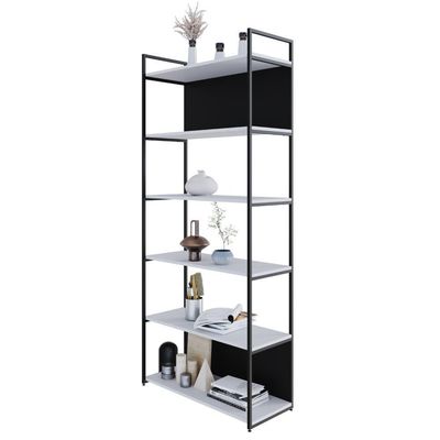 Estante Com 6 Prateleiras 186x80x33cm Comfundo Yon Branco Preta