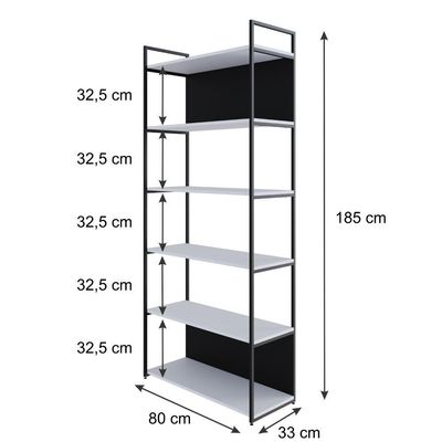 Estante Com 6 Prateleiras 186x80x33cm Comfundo Yon Branco Preta