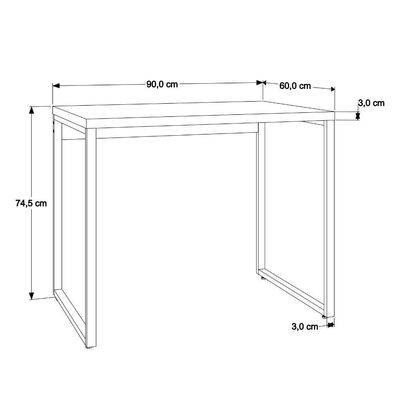 Mesa Kuadra Office 90x60x75cm Snow Estrutura Preta