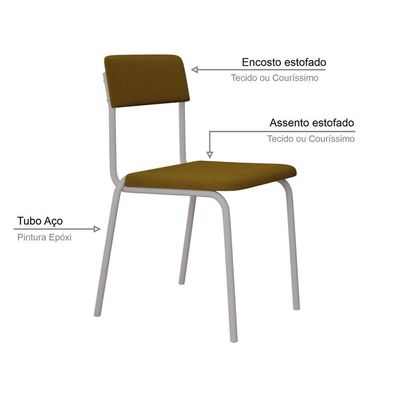 Cadeira Fit Fixa C/4 Pes 475 X 505 X 810 Mm C/2 Un Pés Brancos. Mostarda Mostarda