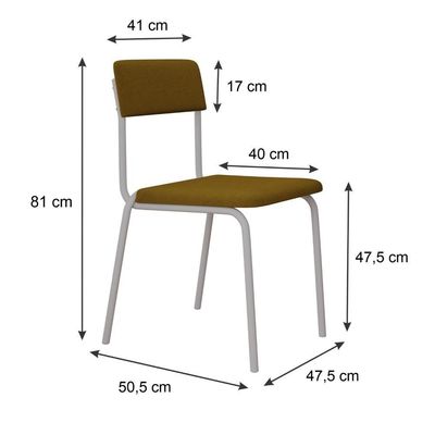 Cadeira Fit Fixa C/4 Pes 475 X 505 X 810 Mm C/2 Un Pés Brancos. Mostarda Mostarda