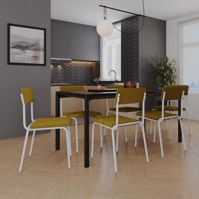 Cadeira Fit Fixa C/4 Pes 475 X 505 X 810 Mm C/2 Un Pés Brancos. Mostarda Mostarda