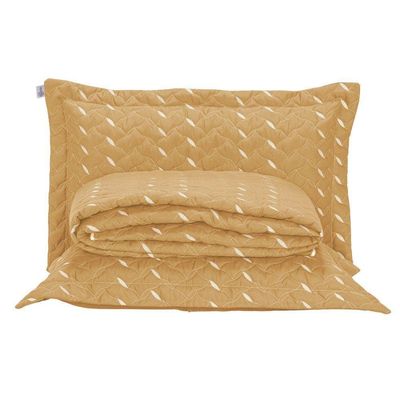 Cobre Leito Bordado 400 Fios Heitor Casal Queen 100% Poliéster - Amarelo