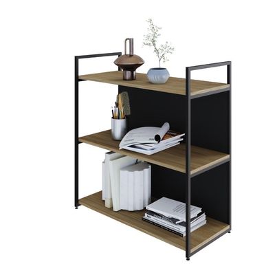 Estante C/03 Prateleiras 84x80x33cm C/fundo Yon Vermont Oak/est.preta Vermont Oak/est.preta