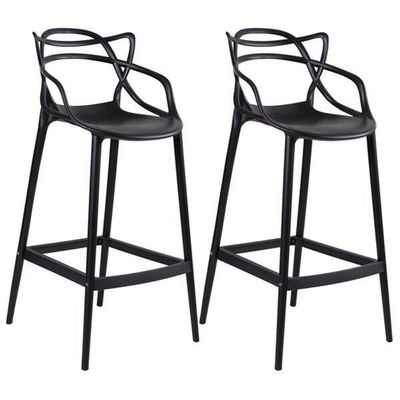 Kit Com 2 Banquetas Allegra Masters 100% Polipropileno Preta