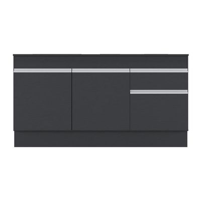 Balcão Cozinha Gabinete Pia 150cm 3 Ptas Preto/branco