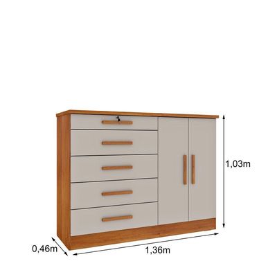 Comoda Istambul 5 Gavetas 2 Portas Tcil