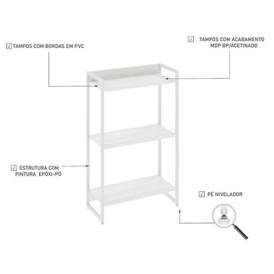 Estante Dynamica 60x30x104cm C/03 Prateleiras Snow / Est.branca Snow / Est.branca
