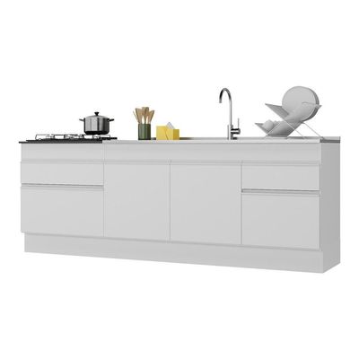 Kit 2 Balcões Gabinete Pia 150Cm E Cooktop 70Cm Branco