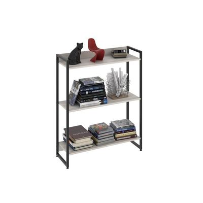 Estante Dynamica 80x30x104cm C/03 Prateleiras Snow / Est.preta Snow / Est.preta