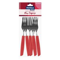 Jogo 6 Garfos De Mesa New Caprese Vermelho Fratelli Inox
