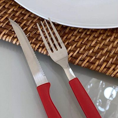 Jogo 6 Garfos De Mesa New Caprese Vermelho Fratelli Inox