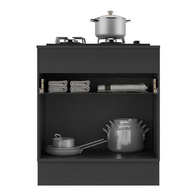Balcão Cozinha Para Cooktop 70 Cm 1 Porta Preto/branco