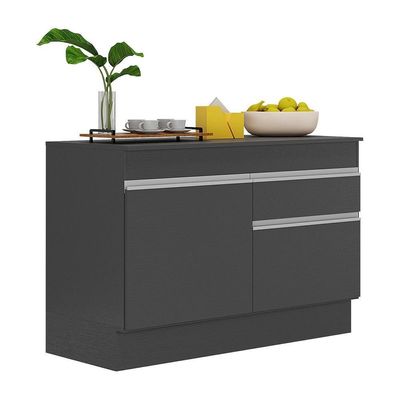 Balcão Cozinha Gabinete Pia 120cm 2 Ptas Preto/branco