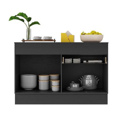 Balcão Cozinha Gabinete Pia 120cm 2 Ptas Preto/branco
