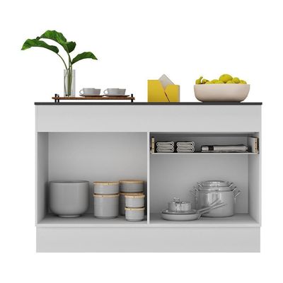 Balcão Cozinha Gabinete Pia 120 Cm 2 Rtas Branco/preto