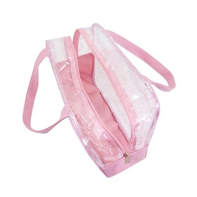 Kit De Bolsa Transparente E Frascos De Viagem De 7 Peças Rosa