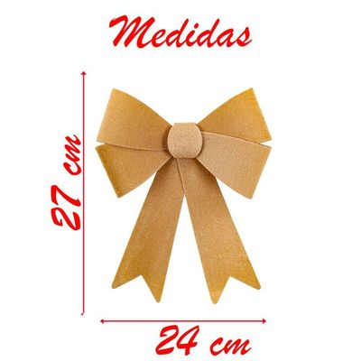Kit 2 Enfeites árvore Natal Laço Dourado Veludo 27cm