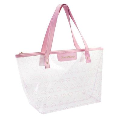 Kit De Bolsa Transparente E Frascos De Viagem De 7 Peças Rosa