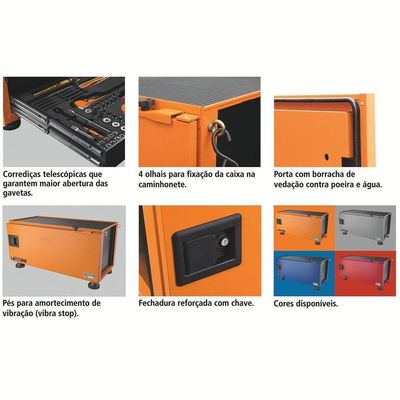 Caixa Para Ferramentas Pickup Box 1000x820x500 Mm Tramontina Pro Laranja Tramontina