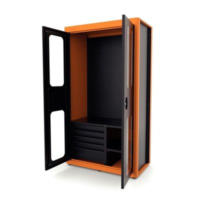 Armário Para Ferramentas 2 Portas Com Visores E 5 Gavetas Tramontina Pro Laranja Tramontina
