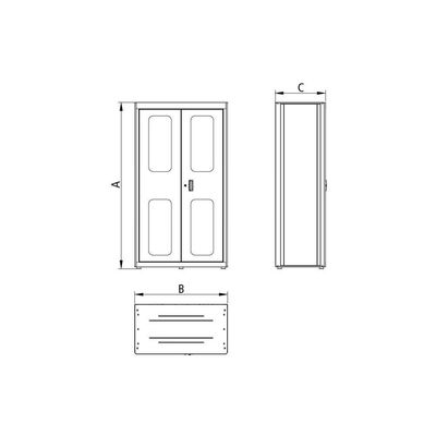 Armário Vertical Para Ferramentas 2 Portas Com Visores E 5 Gavetas Tramontina Pro Cinza Tramontina