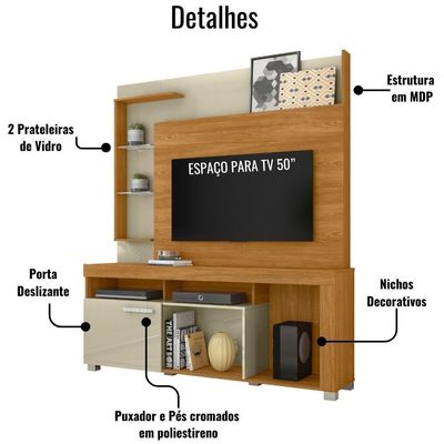 Estante Home Para Tv 50 Polegadas ícaro Cumaru Opala Madetec