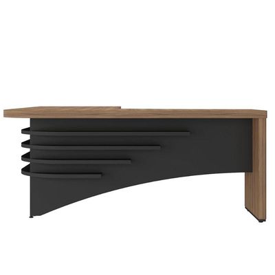 Mesa Para Escritório Em L Diretor Lado Esquerdo Nogal/preto
