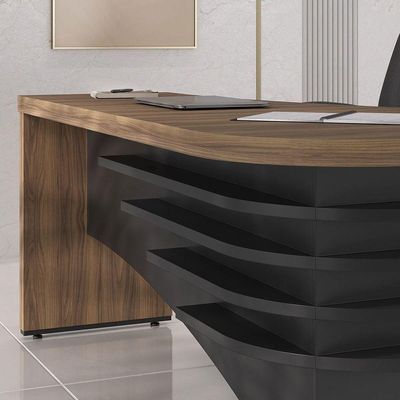Mesa Para Escritório Em L Diretor Lado Esquerdo Nogal/preto