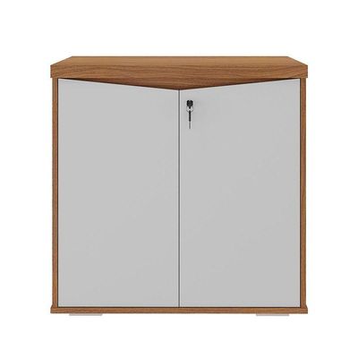 Balcão Para Escritório 2 Portas Com Chave Pequeno Freijó/branco