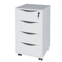 Gaveteiro 4 Gavetas Com Chave E Rodízios Pit Branco