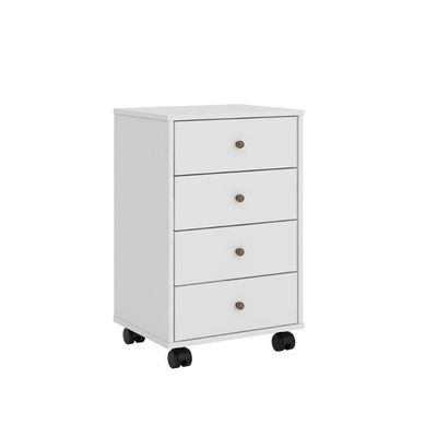 Gaveteiro 4 Gavetas Com Rodizios Office Estônia Branco