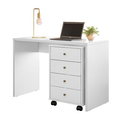 Gaveteiro 4 Gavetas Com Rodizios Office Estônia Branco