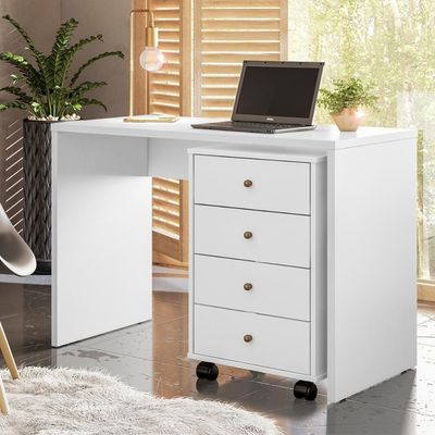 Gaveteiro 4 Gavetas Com Rodizios Office Estônia Branco
