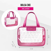 Kit De Bolsa Transparente E Frascos De Viagem De 7 Peças Pink