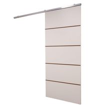 Porta De Correr Branco Prime Frisada Kit Alumínio F03 - 210x100