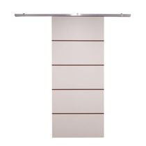 Porta De Correr Branco Prime Frisada Kit Alumínio F03 - 210x100