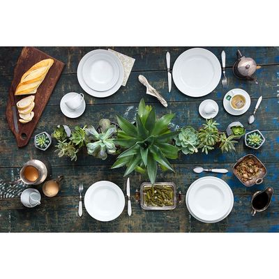 Aparelho de Jantar, Chá e Sobremesa 30 Peças Germer Chevron em Porcelana - Branco