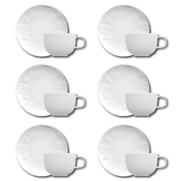 Conjunto de Xícaras para Café Germer Orgânico em Porcelana 80 ml 6 Peças
