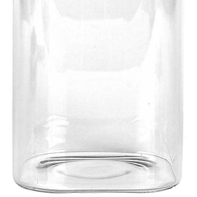 Porta Mantimentos Quadrado Dynasty em Vidro Borossilicato com Tampa de Metal Prata  1,9L