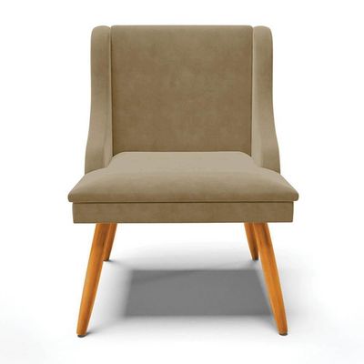 Kit 6 Cadeiras Estofadas Para Sala De Jantar Pés Palito Lia Suede Marrom Rt - Ibiza