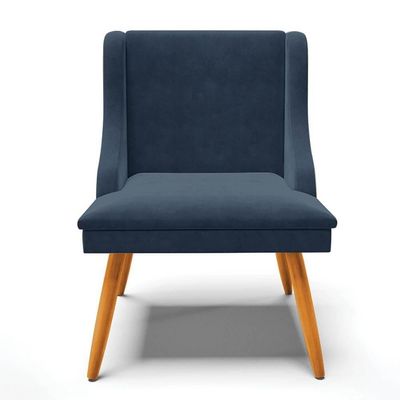Kit 4 Cadeiras Estofadas Para Sala De Jantar Pés Palito Lia Suede Azul Marinho - Ibiza