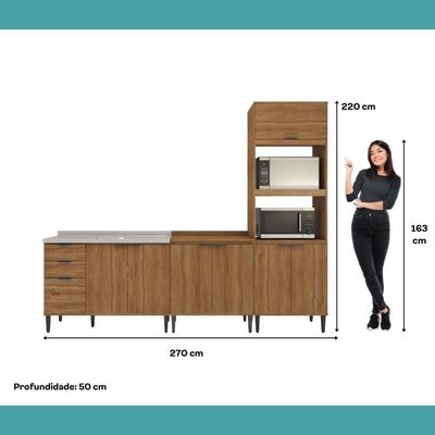 Conjunto Balcões Miami Loft Carraro Freijó