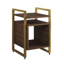 Mesa De Cabeceira Industrial Marrocos Ferro Dourado E Tampo Amêndoa